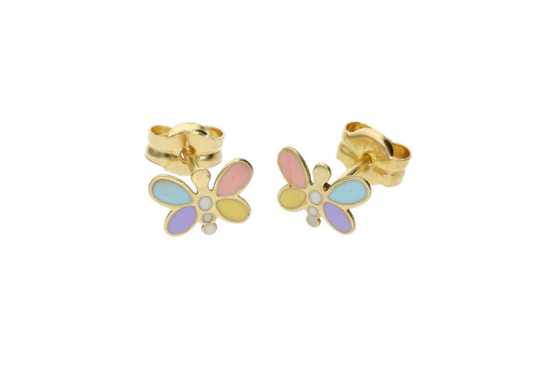 Pendiente Oro y Esmalte Mariposa